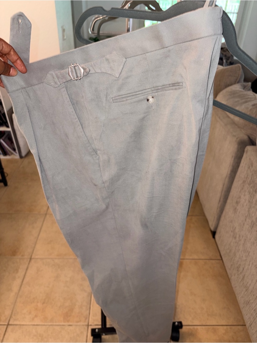 Suitsupply Light Gray Men's Dress Pants with Side Adjuster